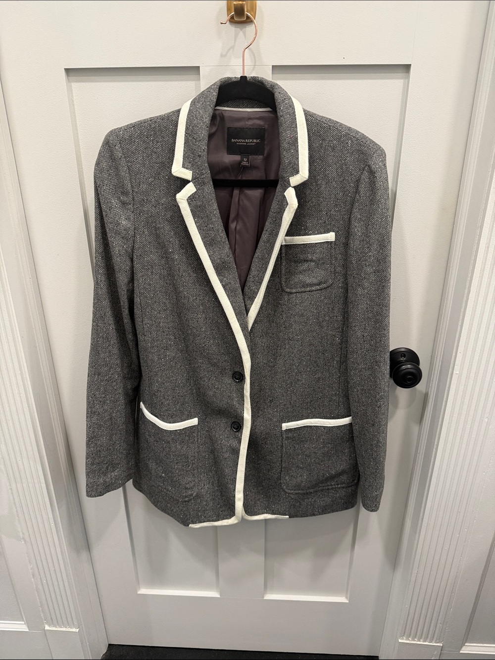 Banana Republic Gray Blazer with White Trim